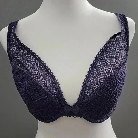 Lou Paris Lace Bra Purple Violet lined Bra 34E / 34DD - Picture 1 of 5